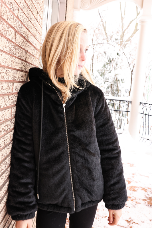 Faux-fur-gathered-hooded-jacket