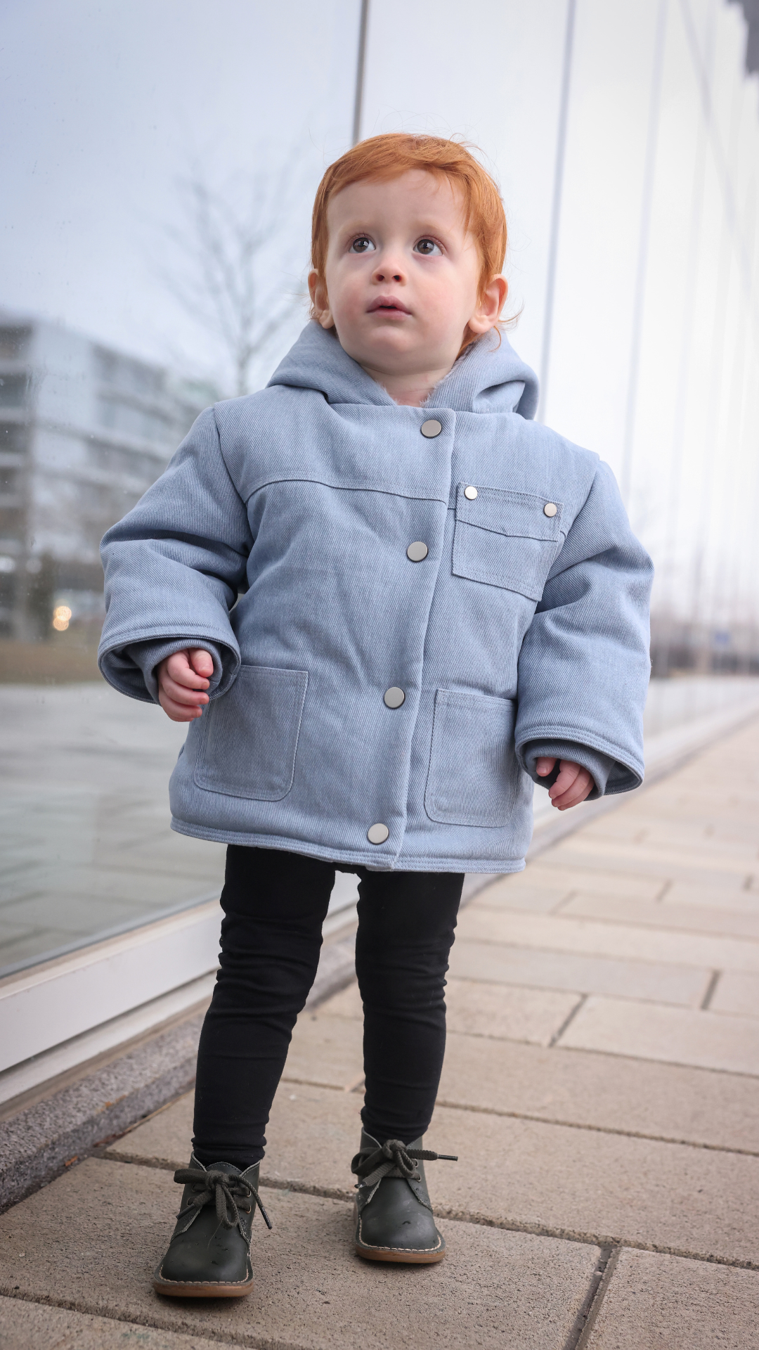 WINTER JACKET - DENIM SNAP & FUR LINING