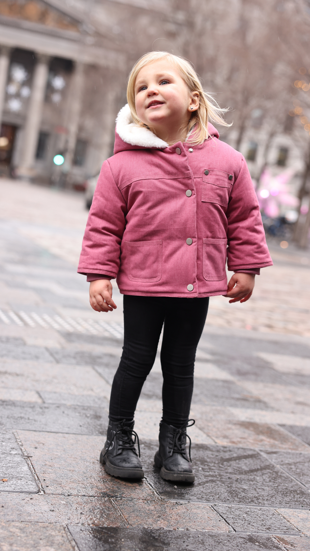 WINTER JACKET - DENIM SNAP & FUR LINING