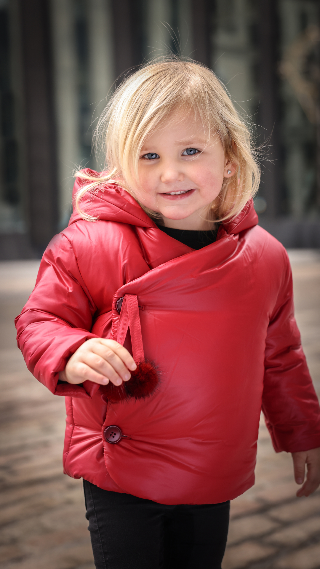 WINTER JACKET - SIDE OPENING POM POM TIE