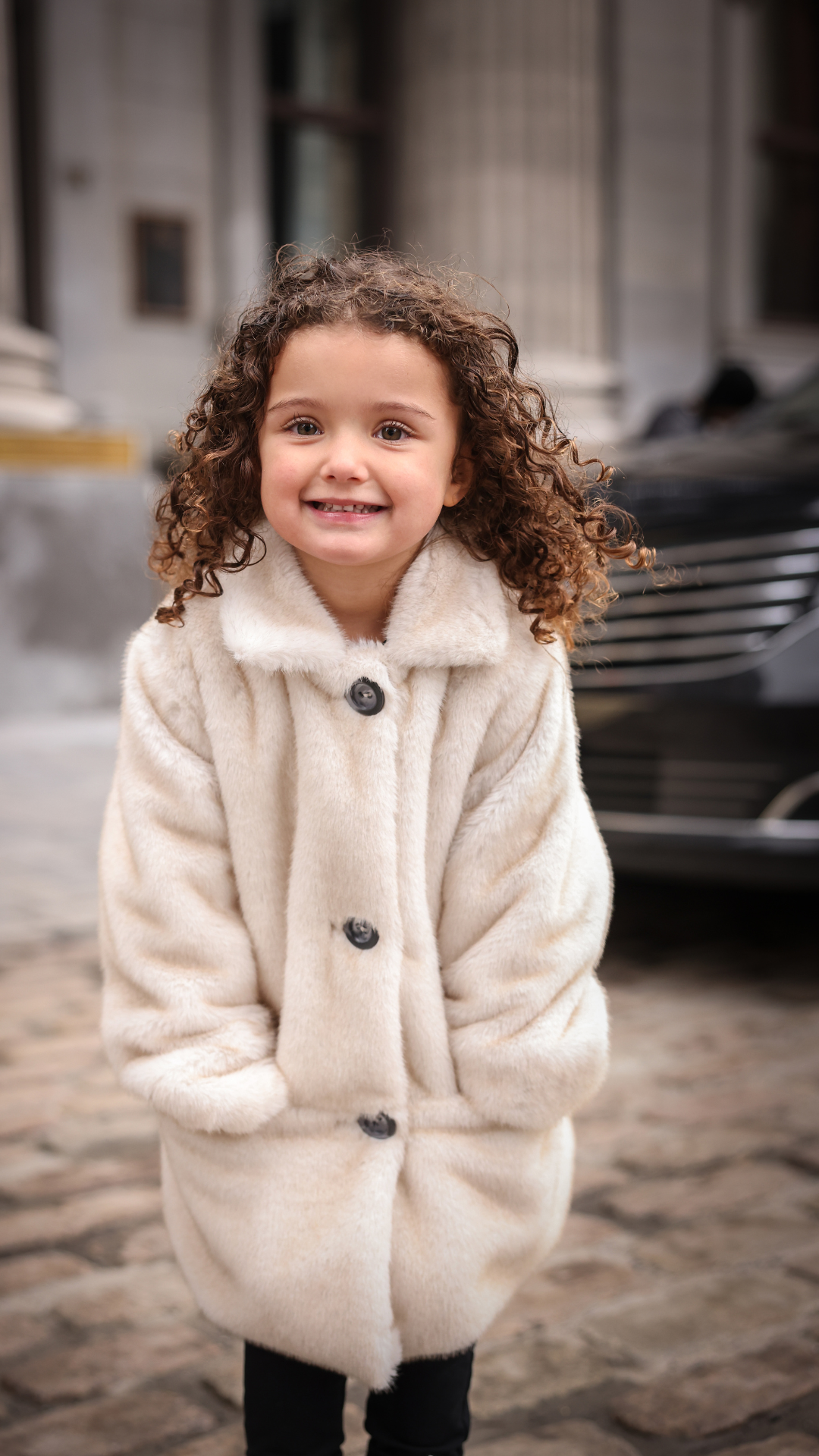 FUR COAT - COLLARED & FRONT POCKETS