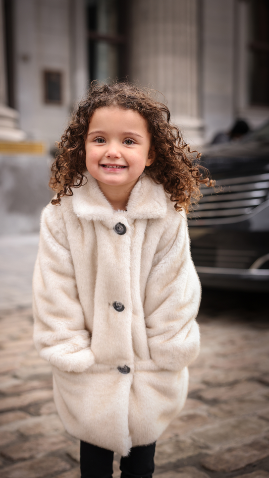 FUR COAT - COLLARED & FRONT POCKETS