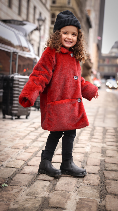 FUR COAT - COLLARED & FRONT POCKETS