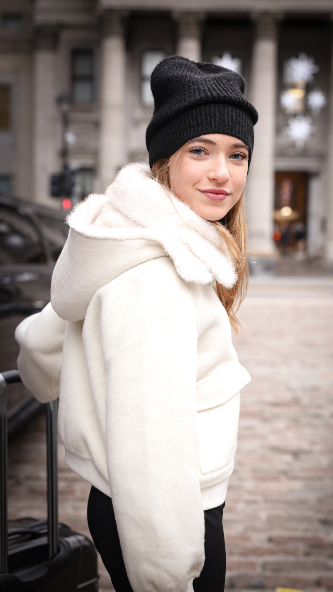 WOOL BOMBER - FUR TRIM POCKET