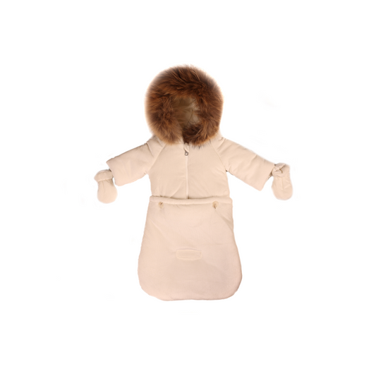 Rib Velour With real natural fur Bunting