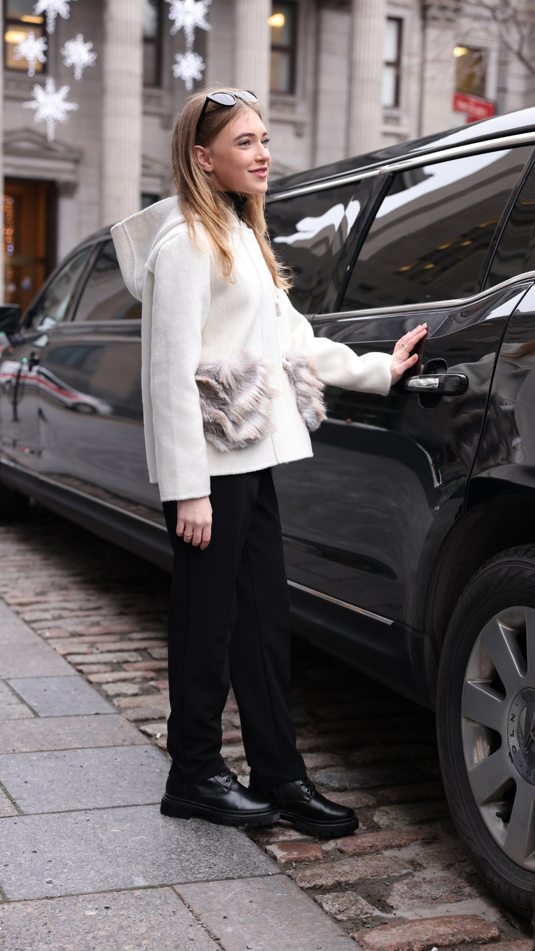 WOOL JACKET - GIRLS HOODED WITH FUR POCKETS