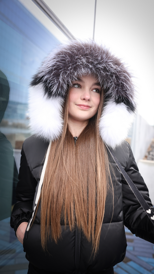 WINTER COAT - MIX LUXE FUR WITH DRAWSTRING DETAIL