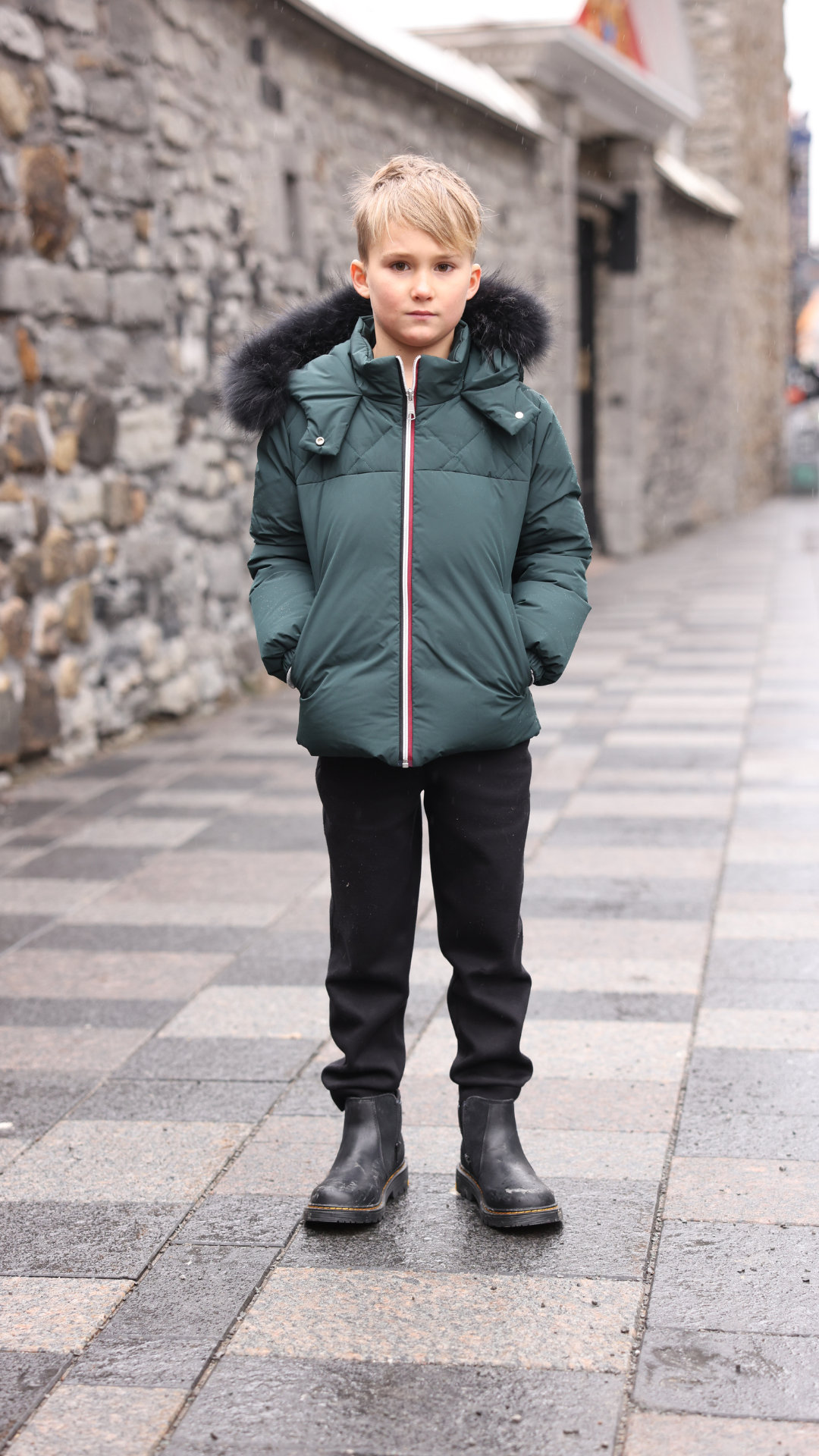 BOYS WINTER JACKET - CONTRAST ZIPPER QUILTED
