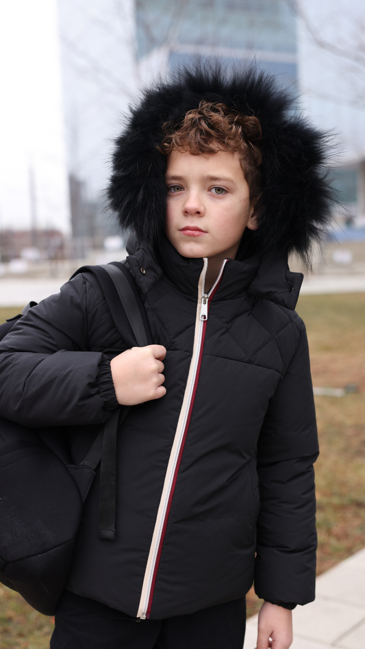 BOYS WINTER JACKET - CONTRAST ZIPPER QUILTED