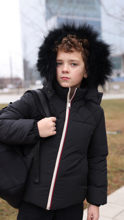 BOYS WINTER JACKET - CONTRAST ZIPPER QUILTED
