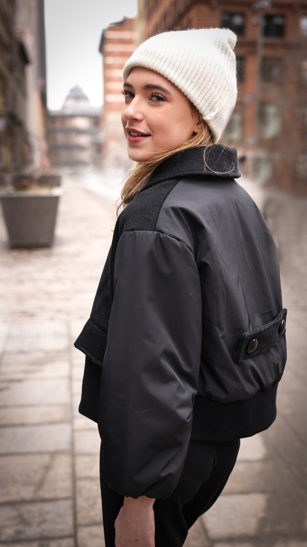 COMBO JACKET - DOUBLE BREASTED WOOL & NYLON