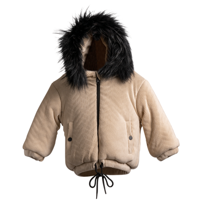 Corduroy-drawstring-bomber-real-fur-jacket