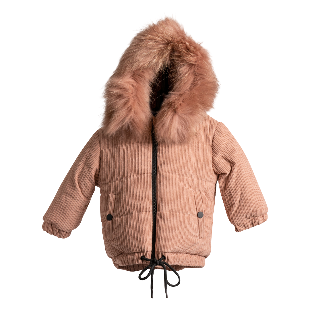 Corduroy-drawstring-bomber-real-fur-jacket