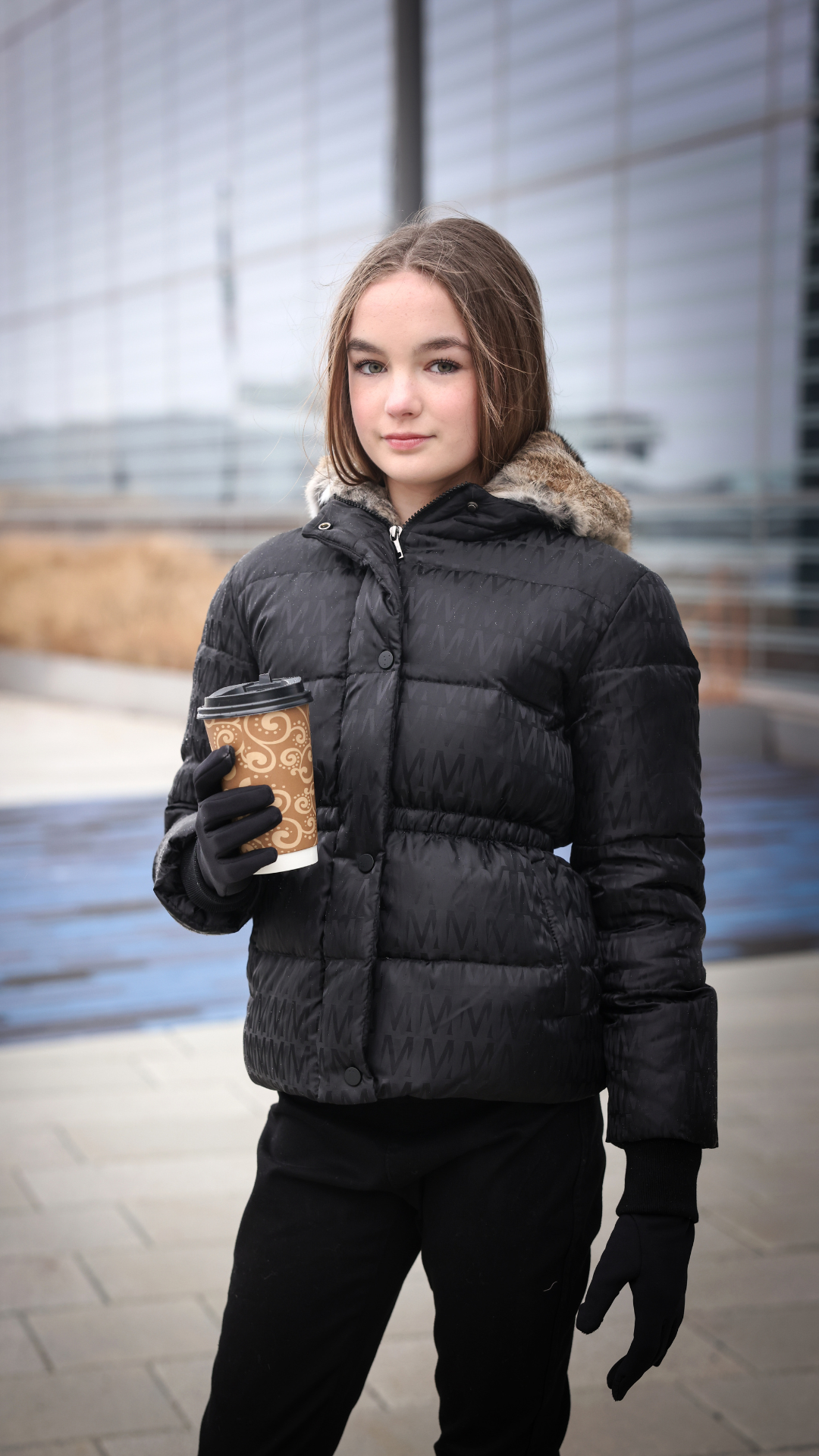 TEENS WINTER JACKET - M DESIGN WITH REAL RABBIT HOOD