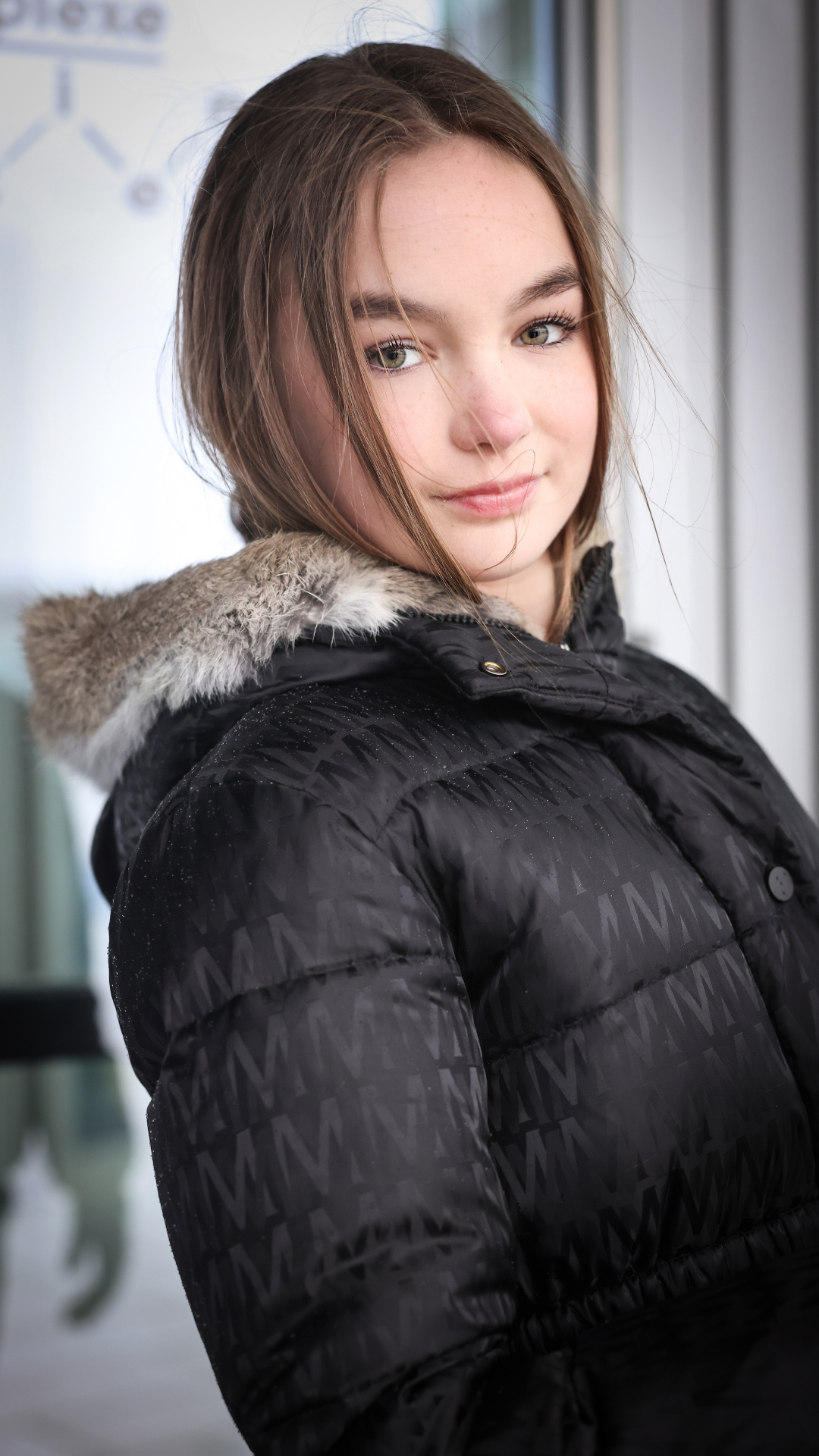 TEENS WINTER JACKET - M DESIGN WITH REAL RABBIT HOOD