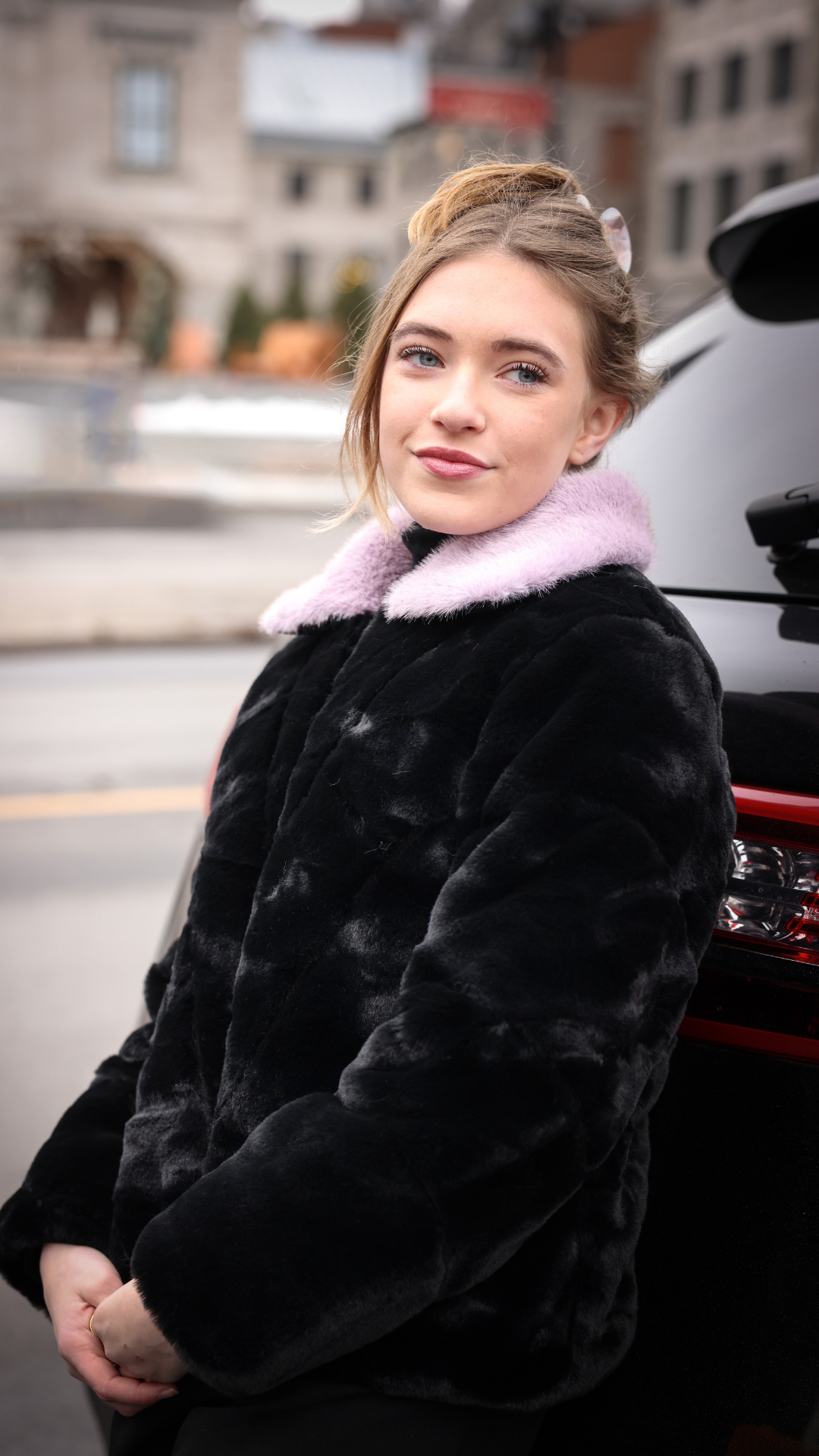 FUR JACKET - QUILTED WITH LILAC COLLAR